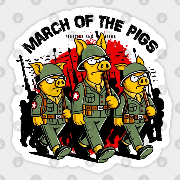 MARCH OF THE PIGS Sticker by artslaves